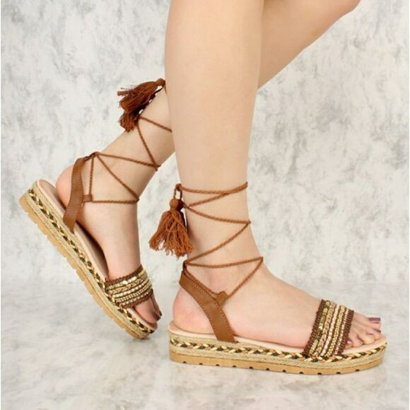 Espadrilles Bohemian Braided Sandals - Picture 1 of 7
